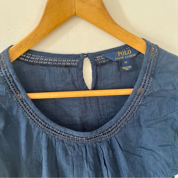 Polo Ralph Lauren Navy Cotton Eyelet Embroidered Short Sleeve Dress - Picture 9 of 10